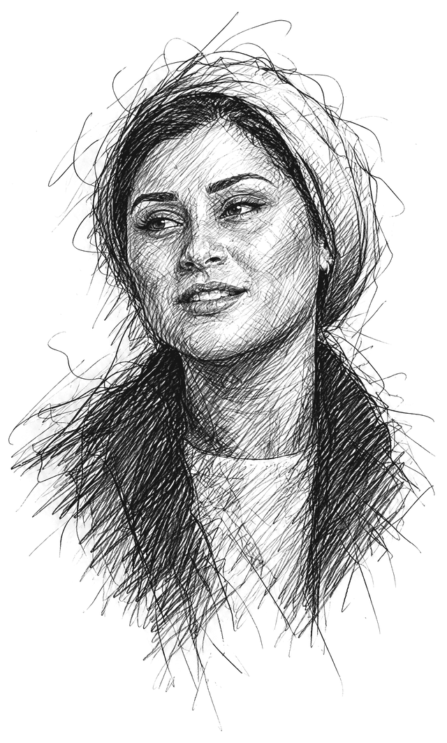 Pencil sketch of Dina Khataan
